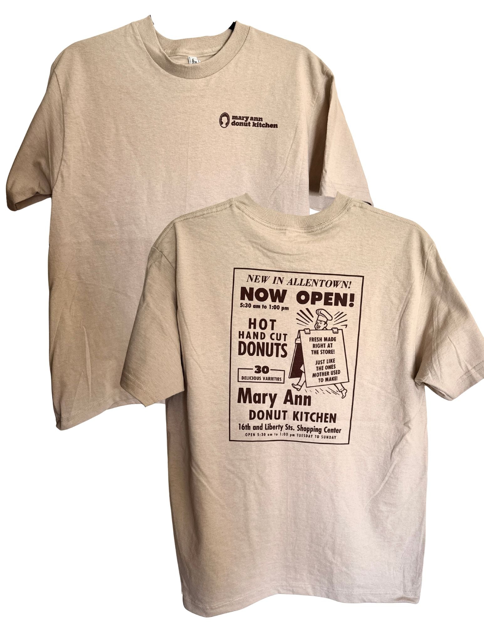 Retro Sign and Logo Tee in Cinnamon Latte